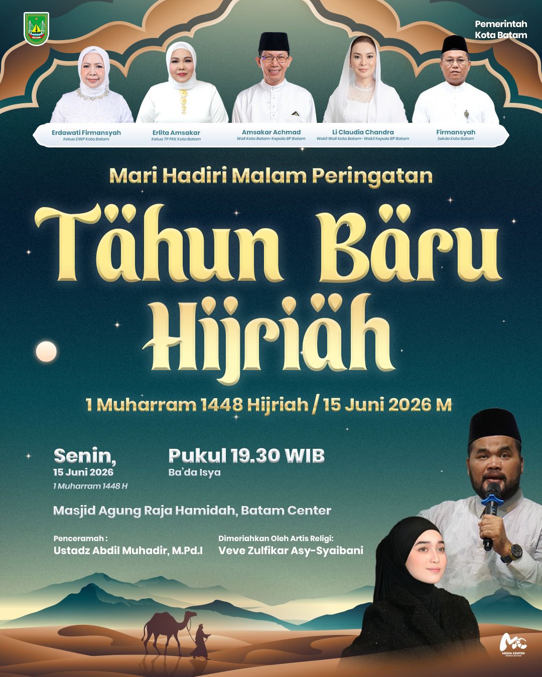 Ustaz Abdil Muhadir dan Veve Zulfikar Bakal Meriahkan Tablig Akbar Tahun Baru Islam di Batam