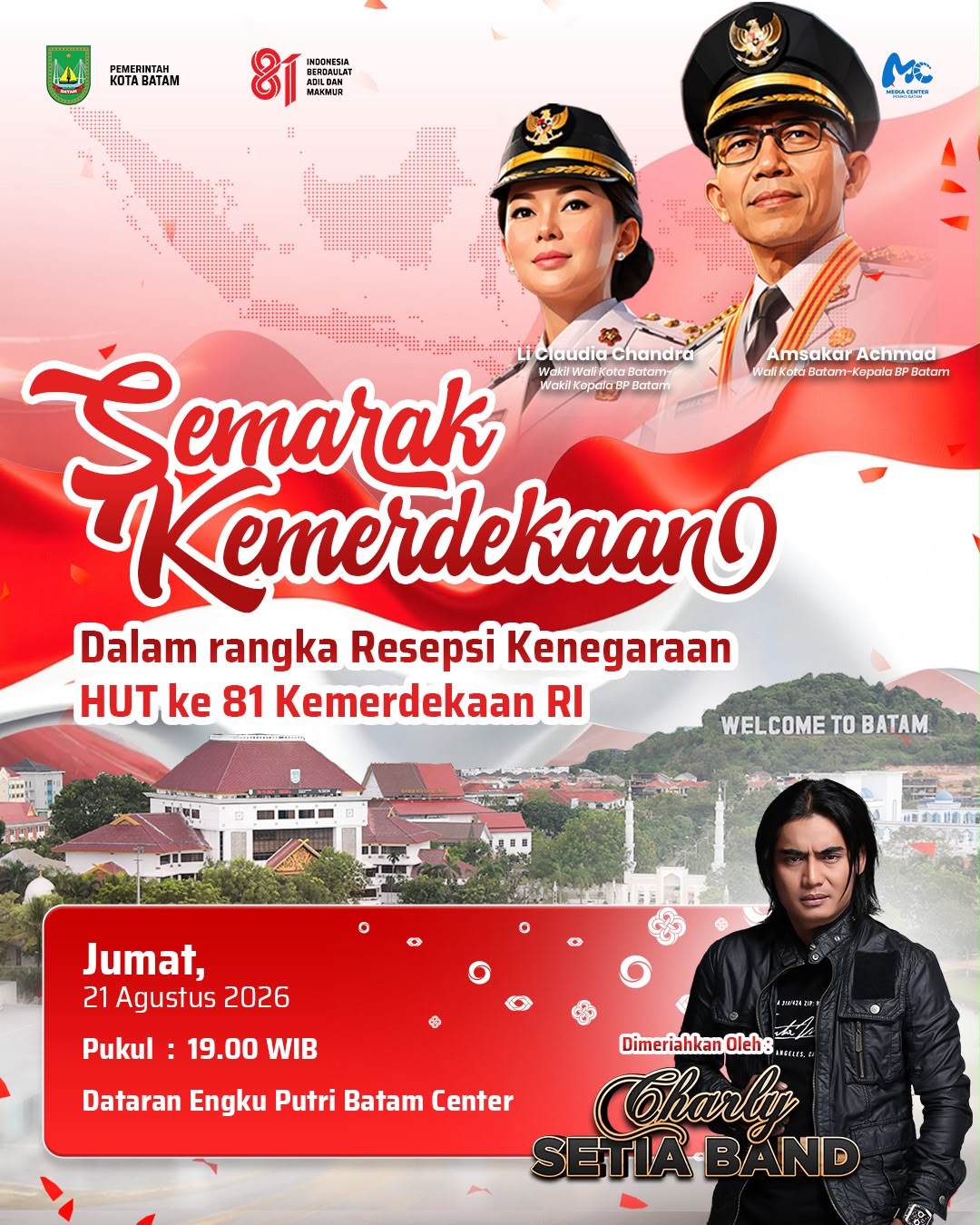 Semarak Kemerdekaan HUT ke-81 RI di Batam, Dimeriahkan Carly Setia Band