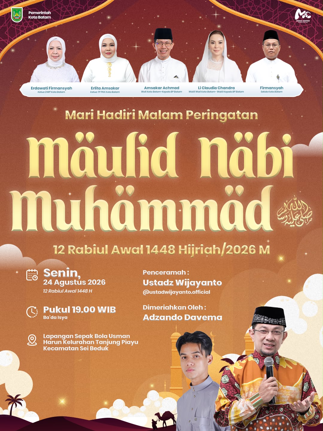 Maulid Nabi 1448 H, Pemko Batam Hadirkan Ustaz Wijayanto